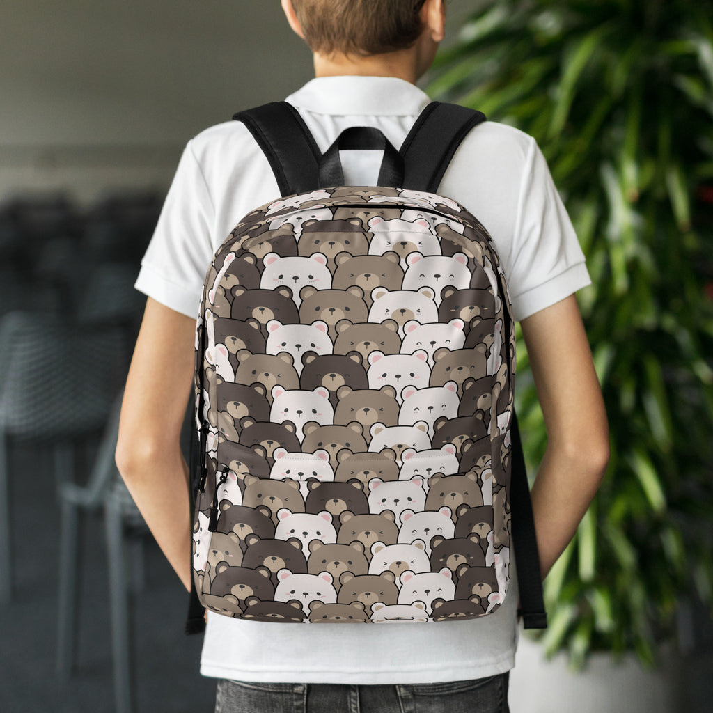 Kids Bear Face Backpack - Water-Resistant School Bag With Adjustable Padded Straps & Breathable Mesh Back
