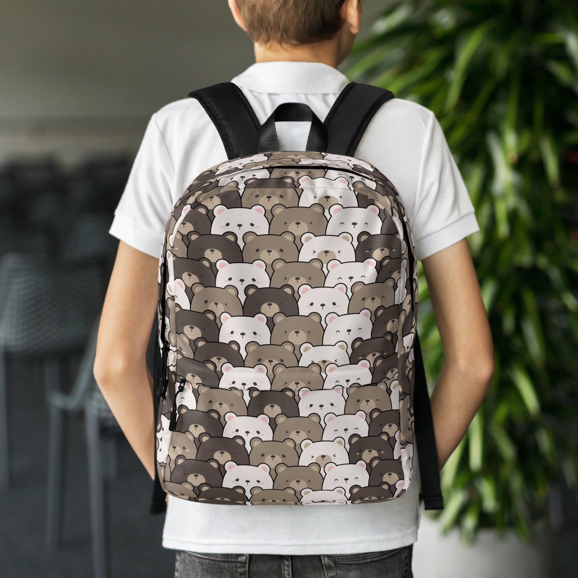 Kids Bear Face Backpack - Water-Resistant School Bag With Adjustable Padded Straps & Breathable Mesh Back