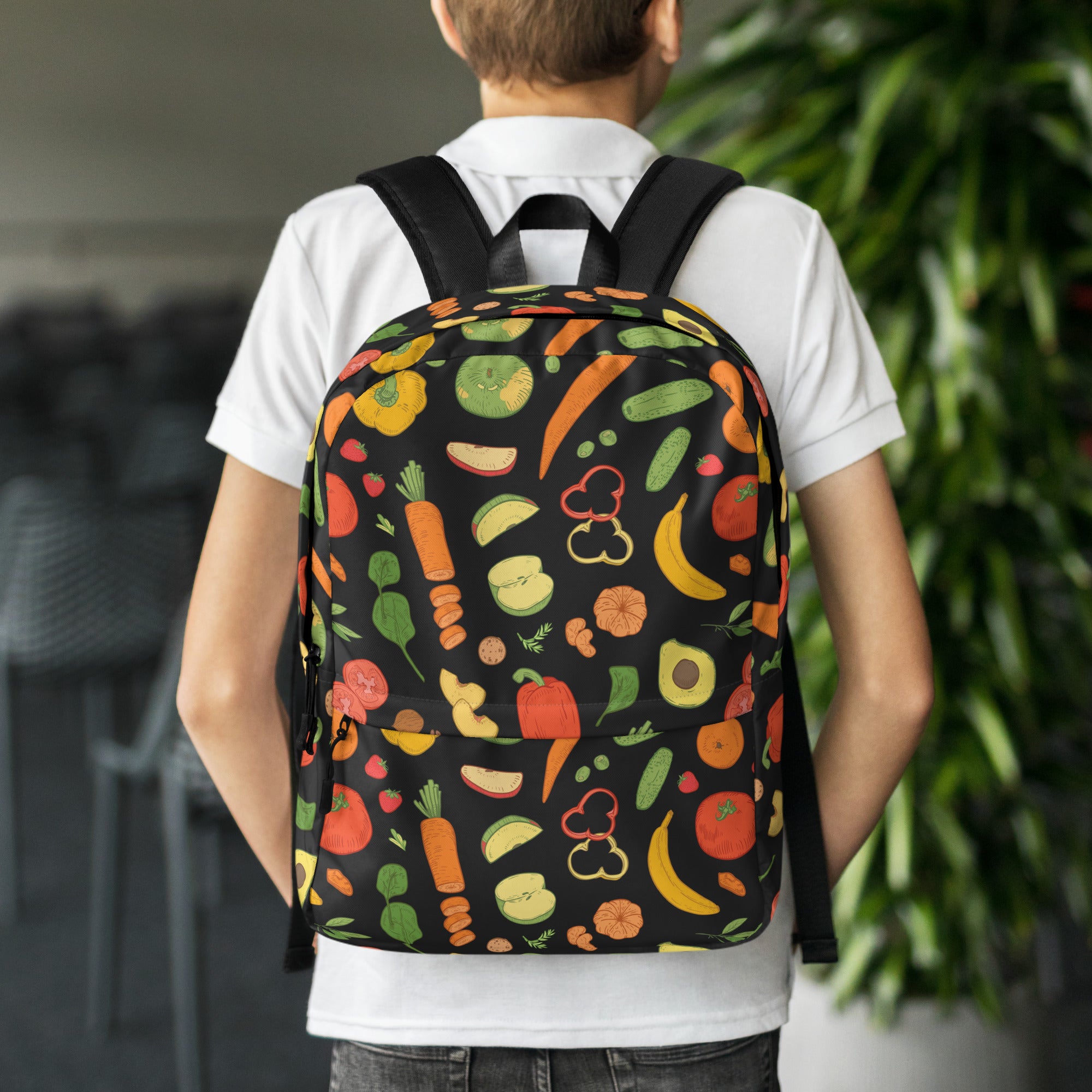 Kids Veggies & Fruit Backpack - Water-Resistant School Bag With Adjustable Padded Straps & Breathable Mesh Back