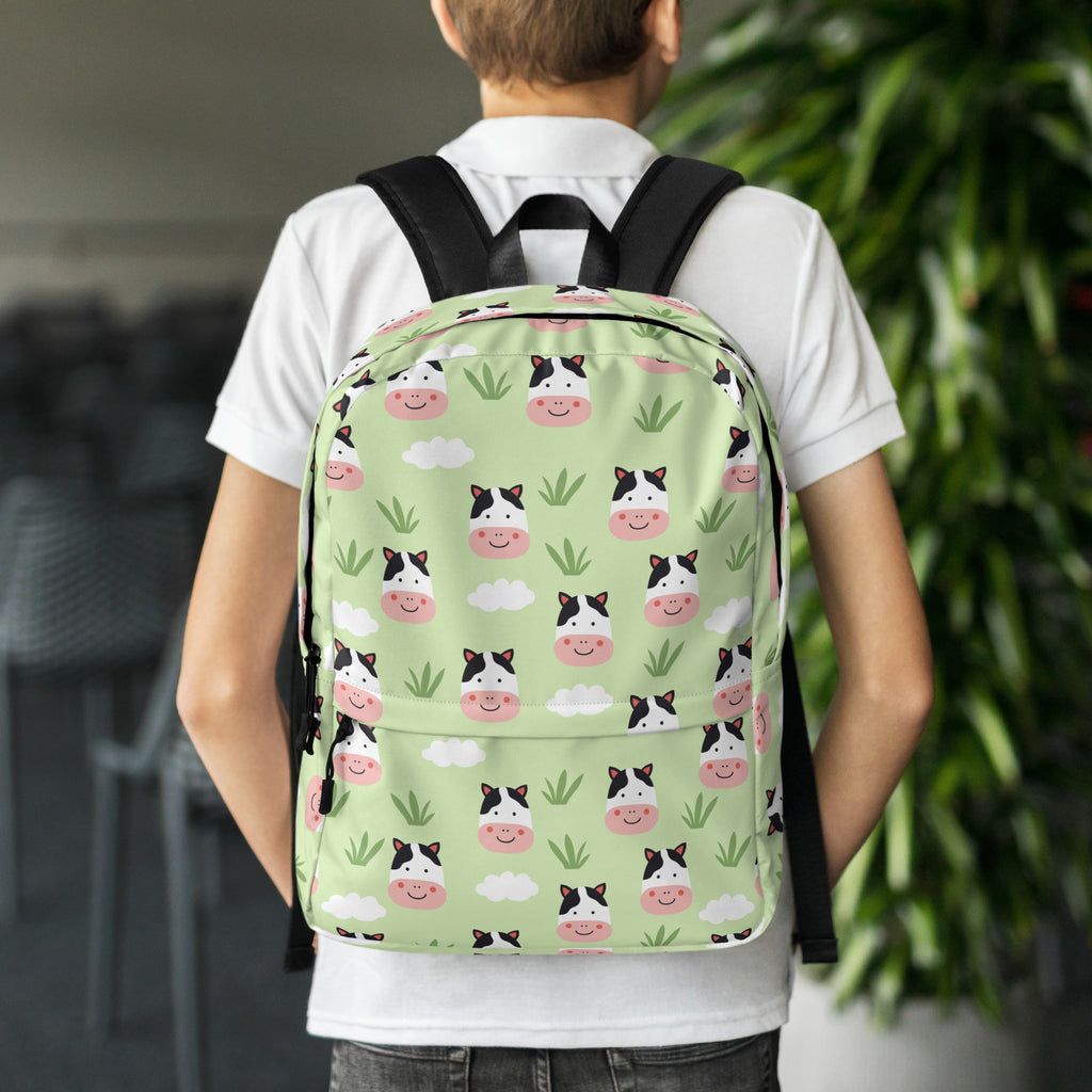 Kids Cow Backpack - Water-Resistant School Bag With Adjustable Padded Straps & Breathable Mesh Back
