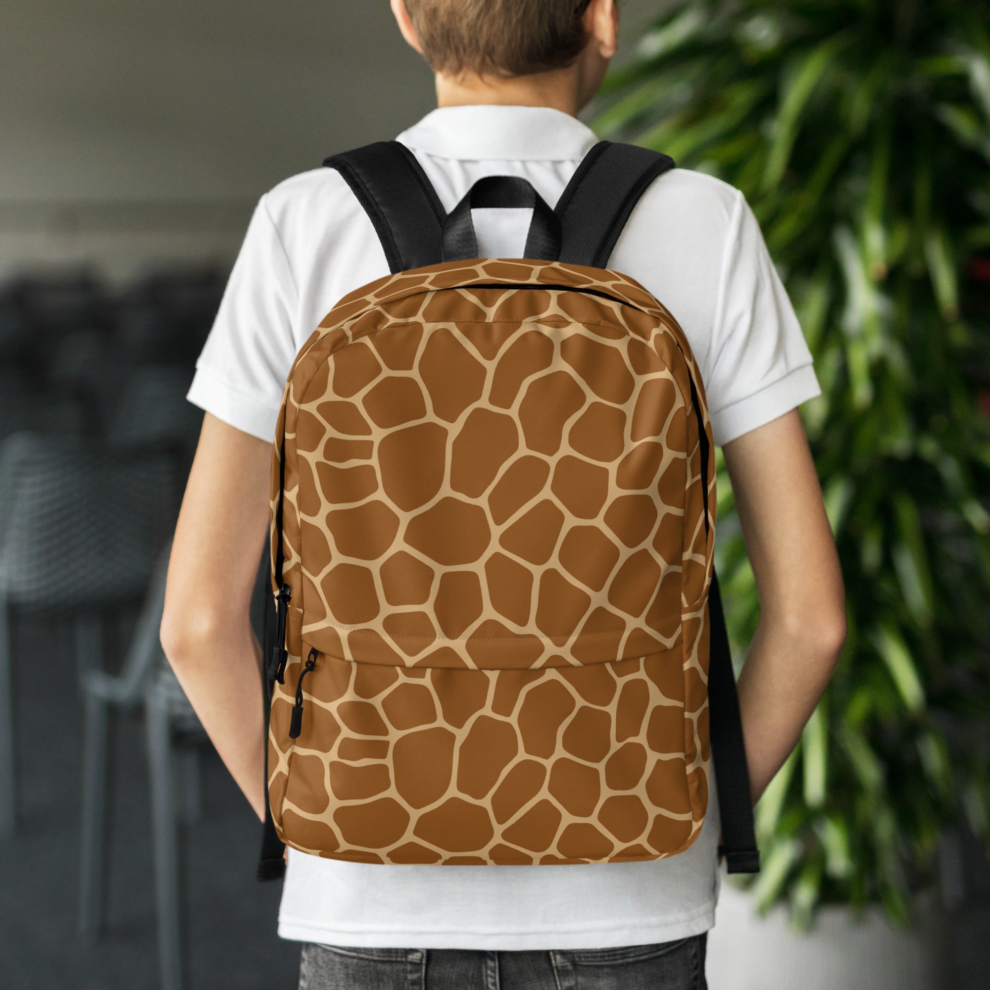 Kids Giraffe Print Backpack - Water-Resistant School Bag With Adjustable Padded Straps & Breathable Mesh Back