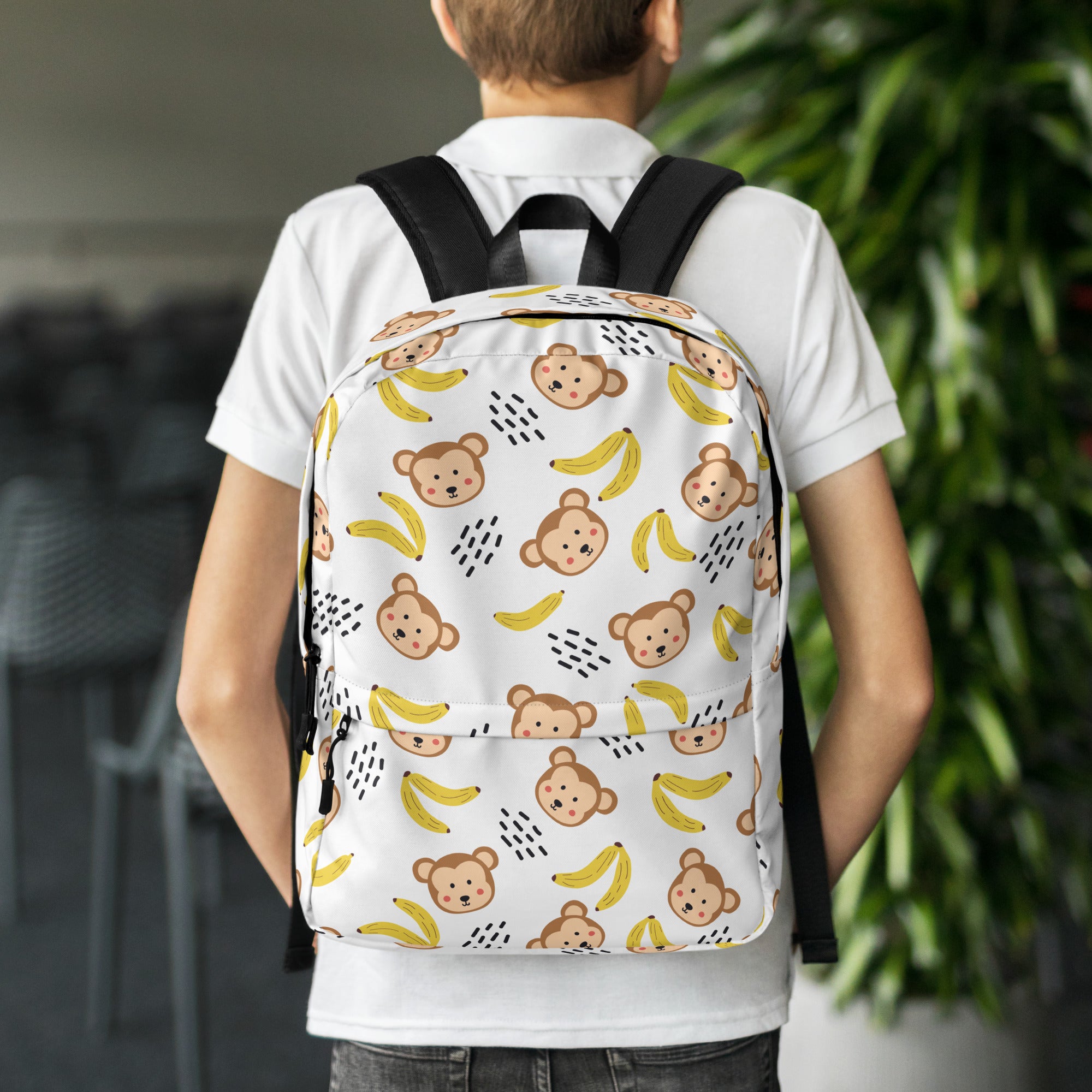 Kids Monkey Banana Backpack - Water-Resistant School Bag With Adjustable Padded Straps & Breathable Mesh Back