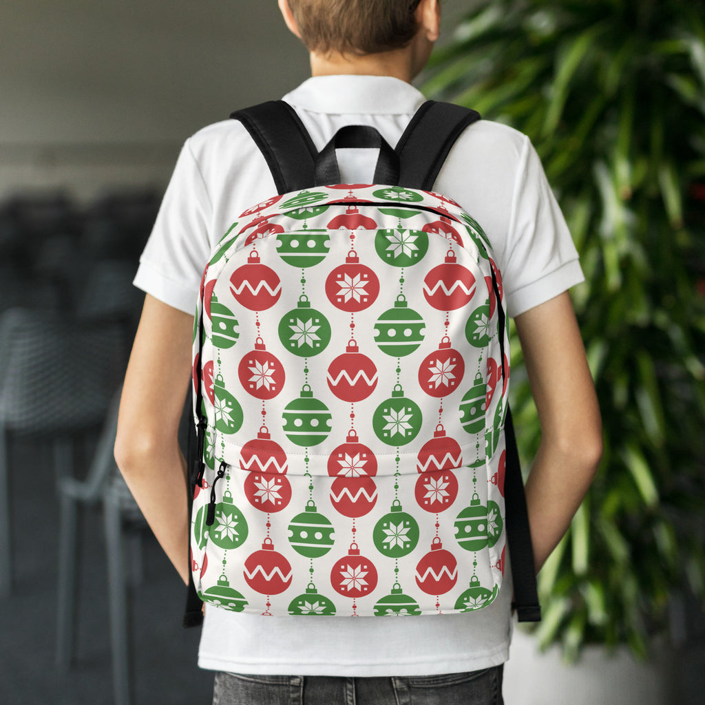 Kids Christmas Ornament Backpack - Water-Resistant School Bag With Adjustable Padded Straps & Breathable Mesh Back