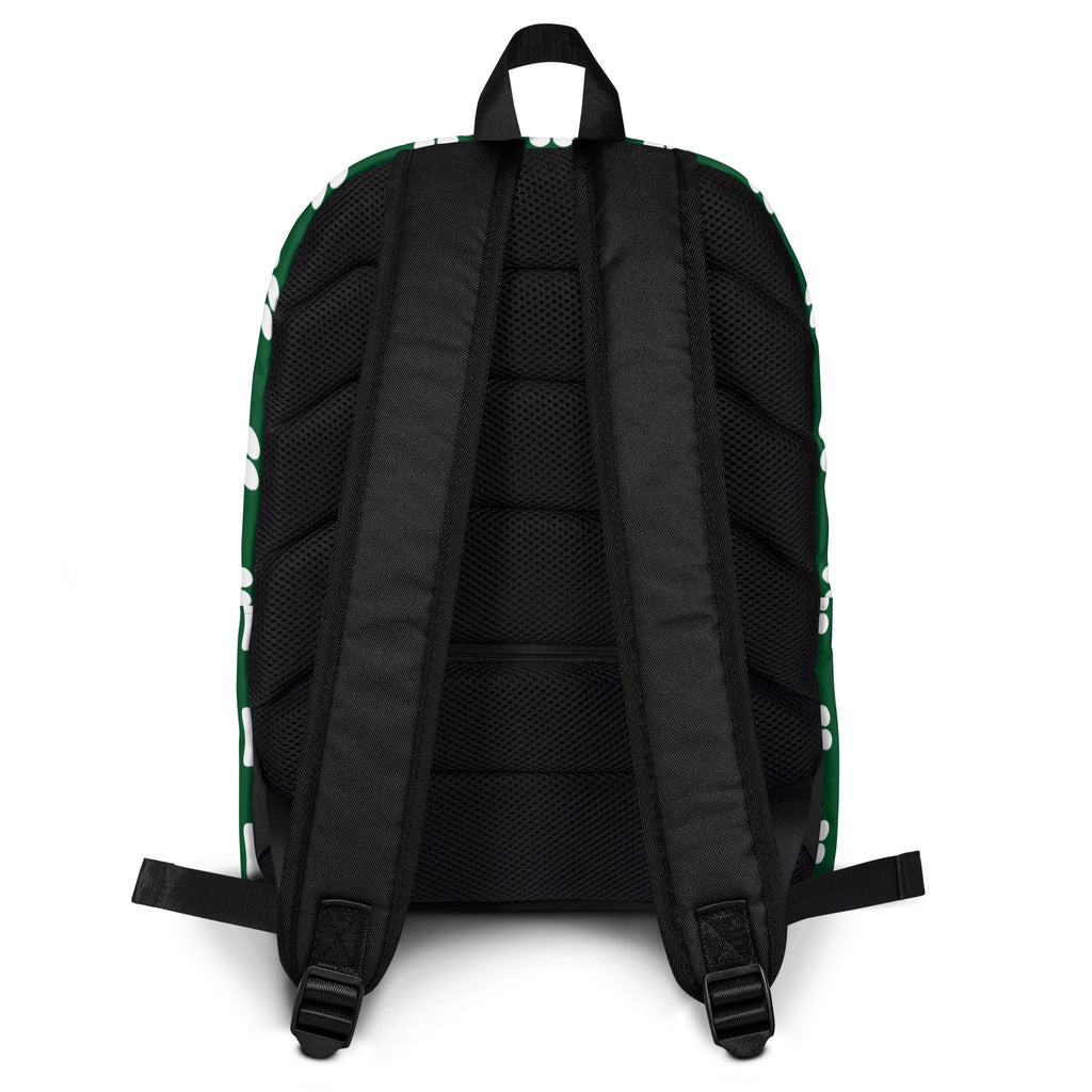 Kids Forest Green Paw Print Backpack - Water-Resistant School Bag With Adjustable Padded Straps & Breathable Mesh Back
