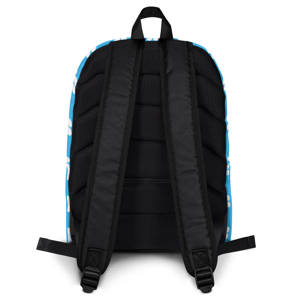 Kids Light Blue Paw Print Backpack - Water-Resistant School Bag With Adjustable Padded Straps & Breathable Mesh Back