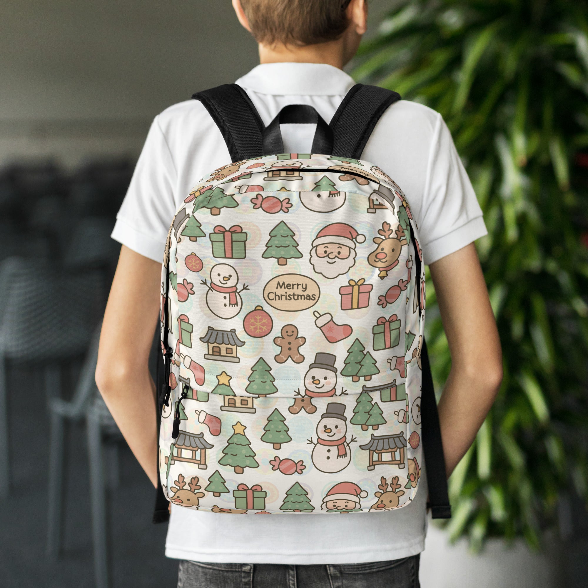 Kids Pastel Christmas Backpack - Water-Resistant School Bag With Adjustable Padded Straps & Breathable Mesh Back (Copy)