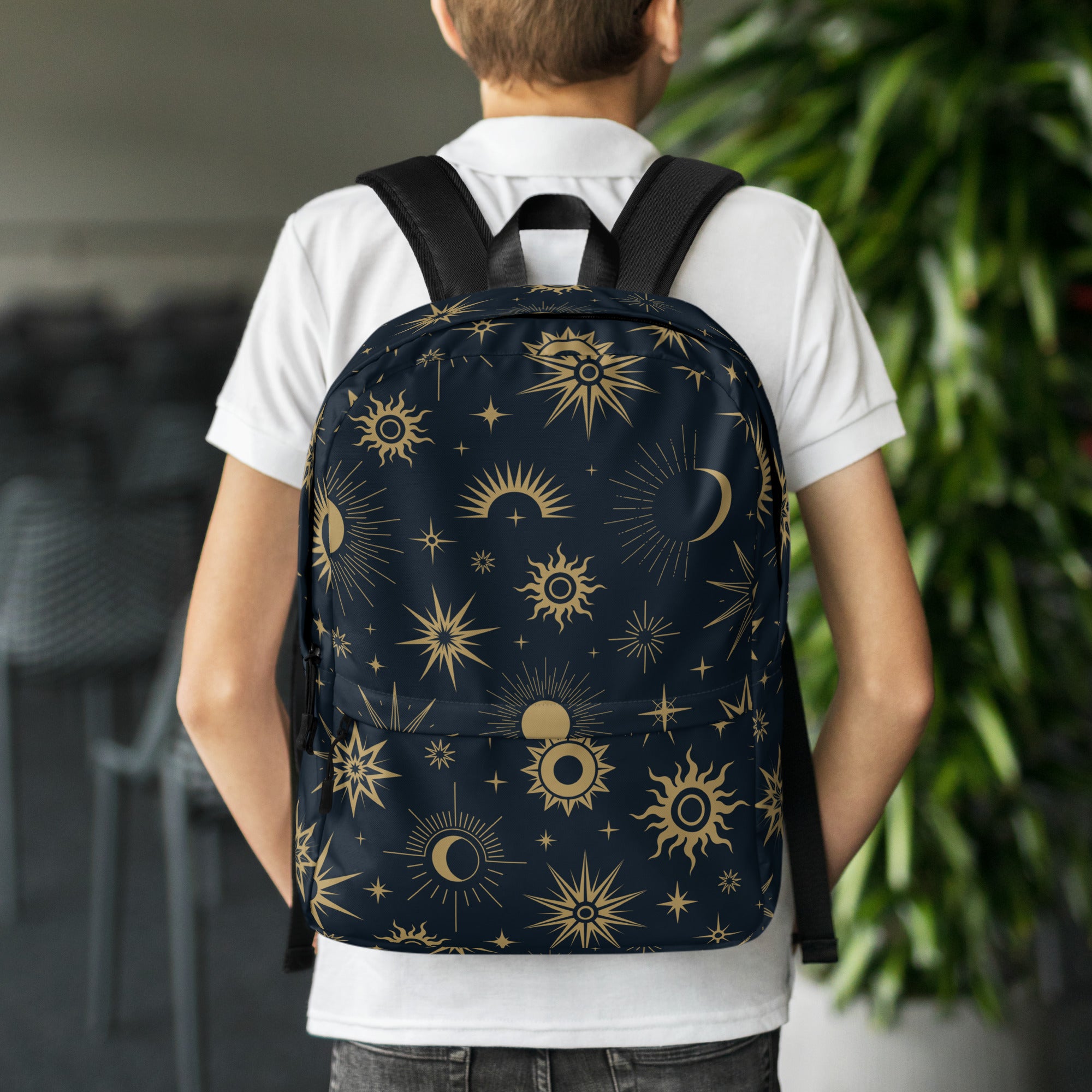 Kids Celestial Sun and Moon Backpack - Water-Resistant School Bag With Adjustable Padded Straps & Breathable Mesh Back