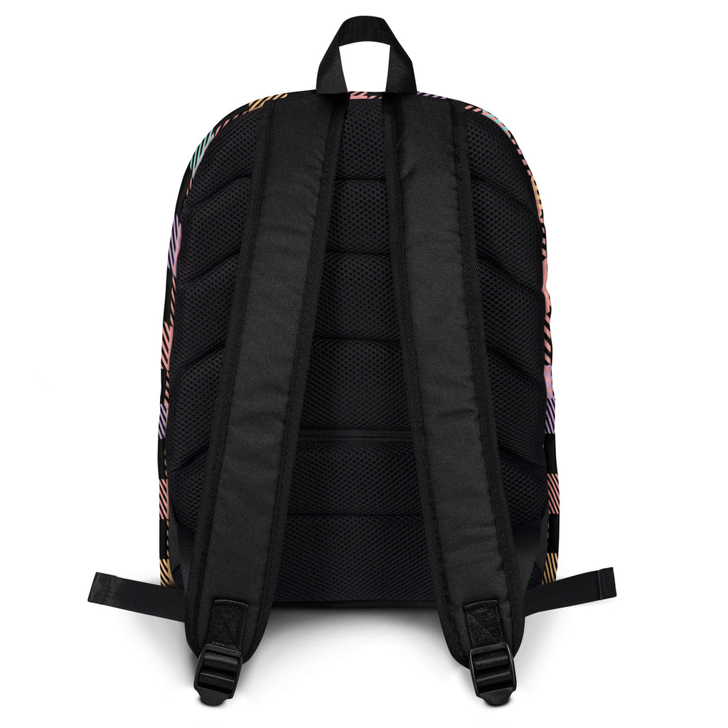 Girls Pastel Rainbow Plaid Backpack - Water-Resistant School Bag With Adjustable Padded Straps & Breathable Mesh Back