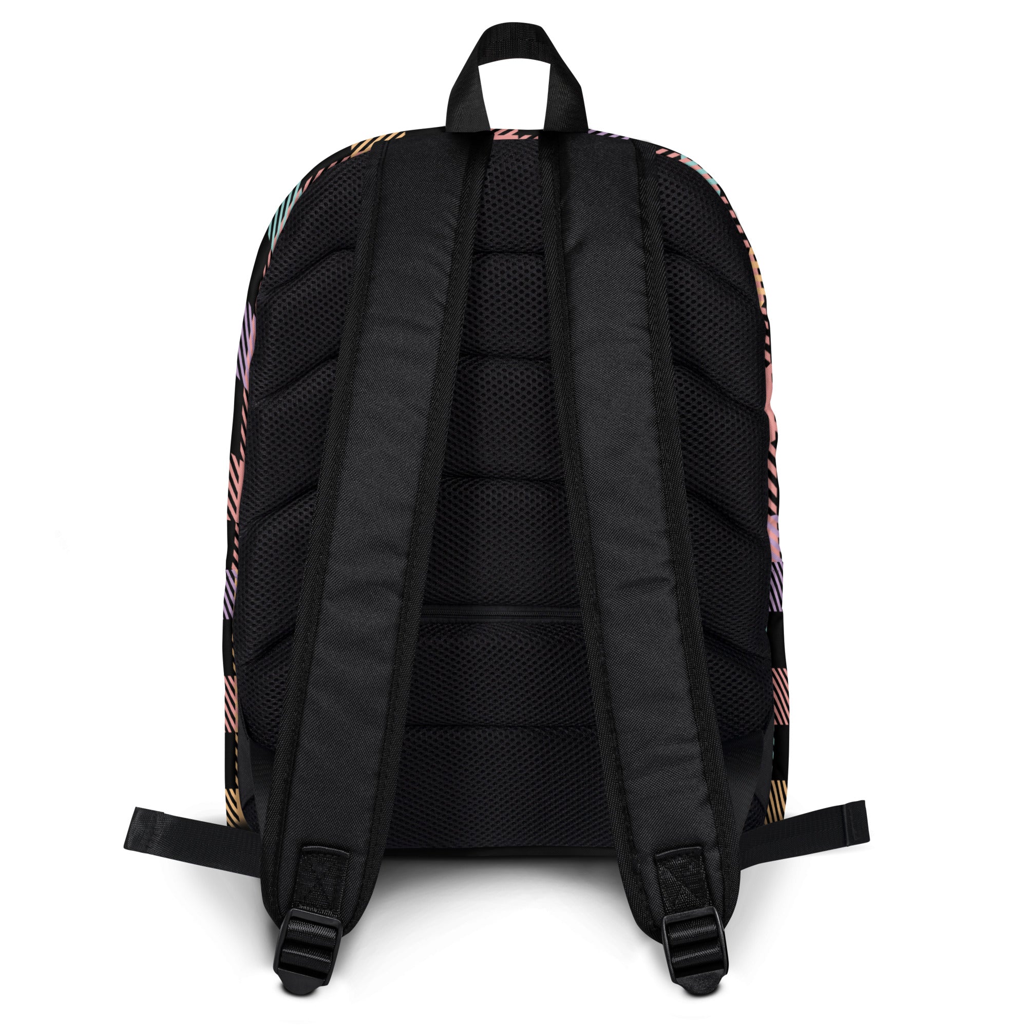 Girls Pastel Rainbow Plaid Backpack - Water-Resistant School Bag With Adjustable Padded Straps & Breathable Mesh Back