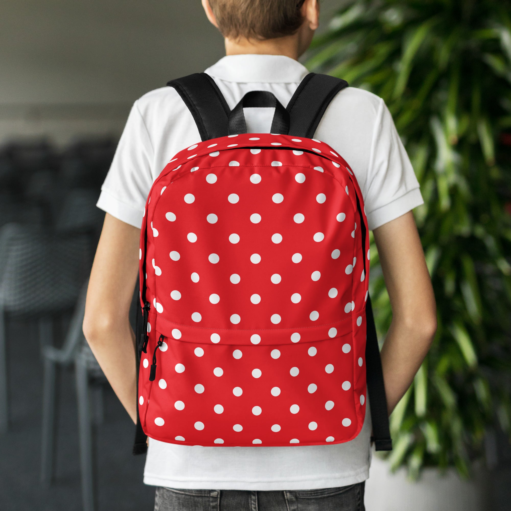 Kids Red Polka Dot Backpack - Water-Resistant School Bag With Adjustable Padded Straps & Breathable Mesh Back