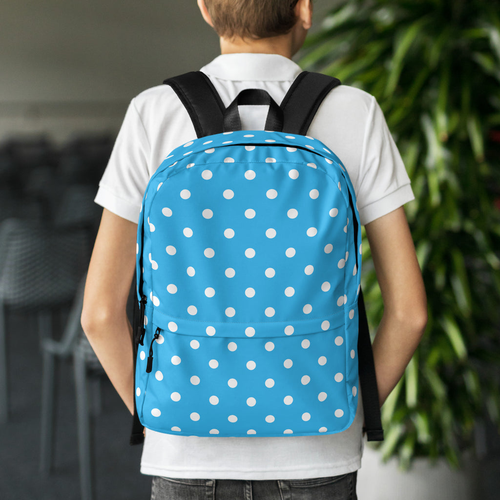 Kids Sky Blue Polka Dot Backpack - Water-Resistant School Bag With Adjustable Padded Straps & Breathable Mesh Back