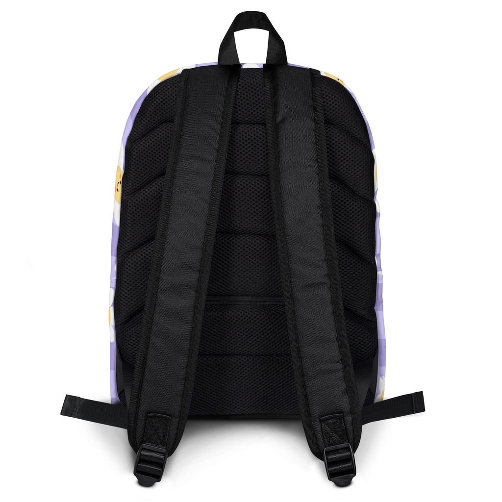 Girls Purple Daisy Checkered Backpack - Water-Resistant School Bag With Adjustable Padded Straps & Breathable Mesh Back