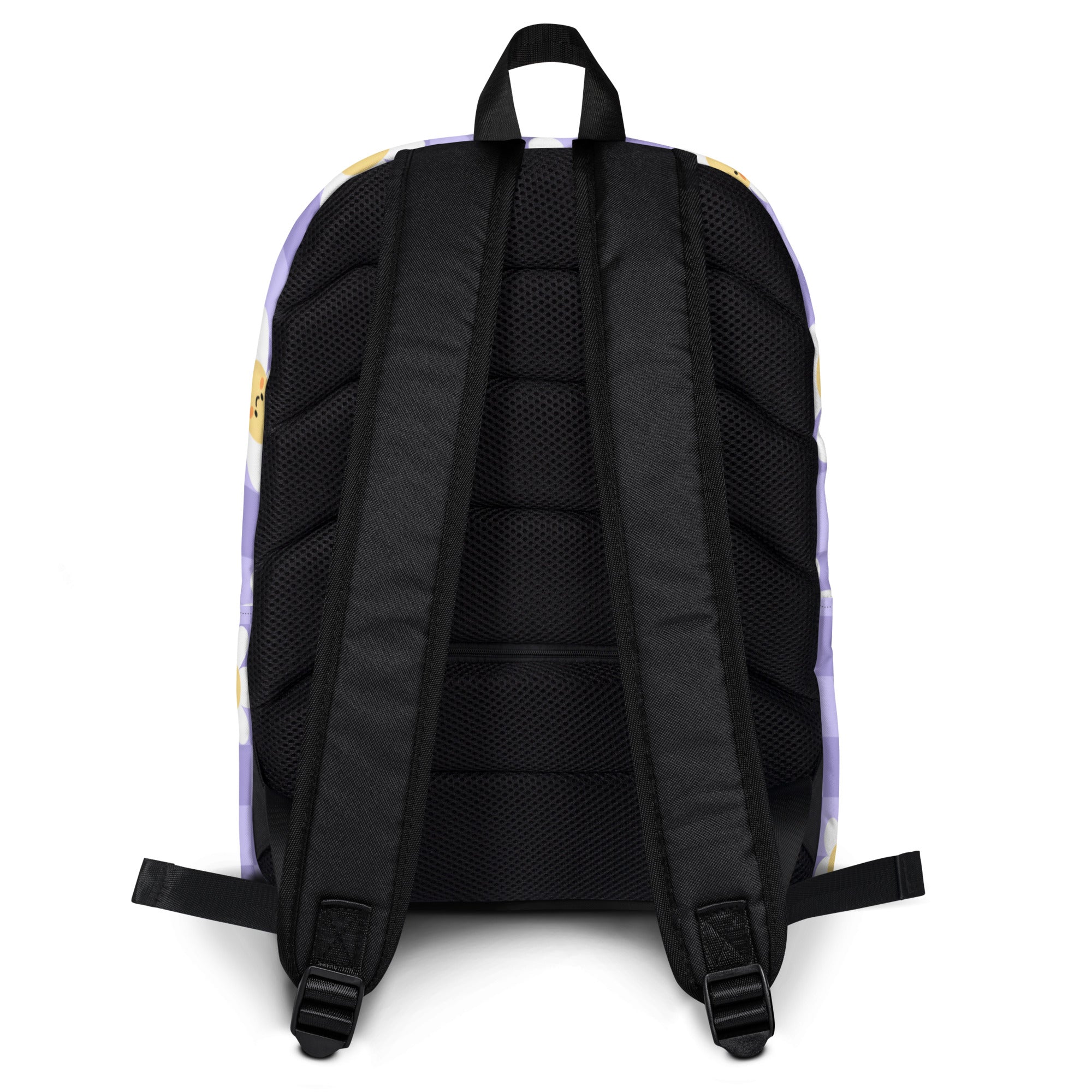 Girls Purple Daisy Checkered Backpack - Water-Resistant School Bag With Adjustable Padded Straps & Breathable Mesh Back