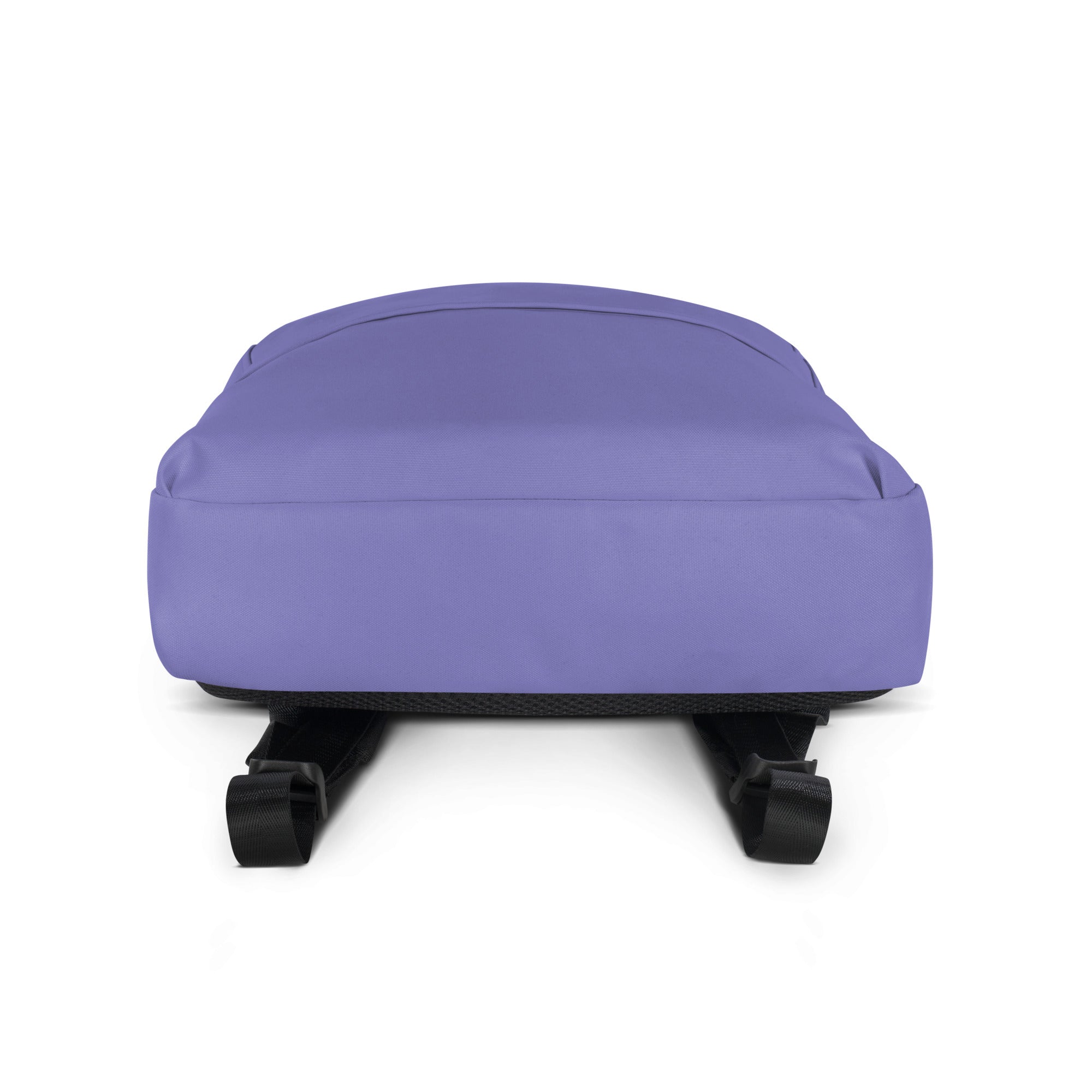Girls purple backpack with black wheels and adjustable straps shown from the back side for easy rolling and carrying