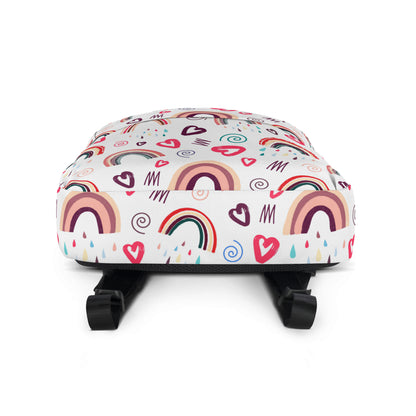 Girls Rainbow Hearts Doodle Backpack