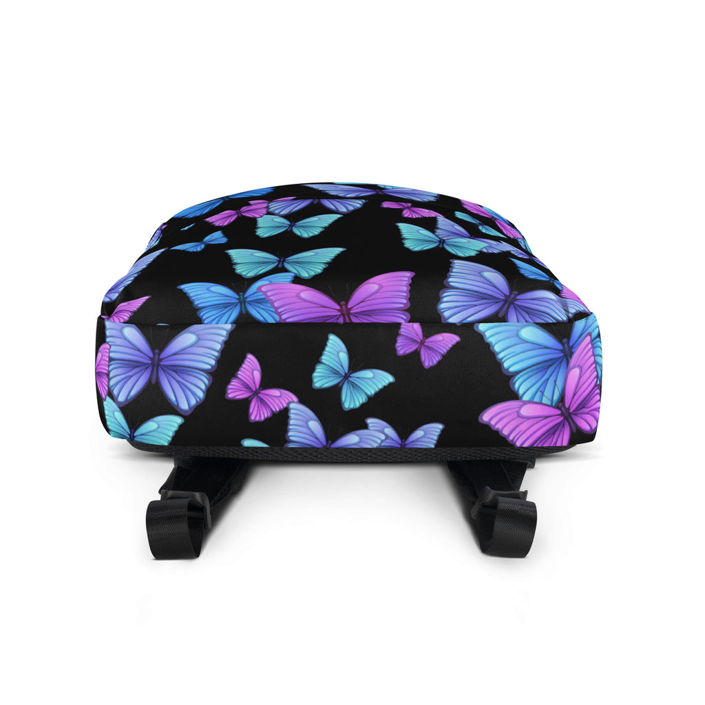 Girls Vibrant Butterfly Backpack - Water-Resistant School Bag With Adjustable Padded Straps & Breathable Mesh Back