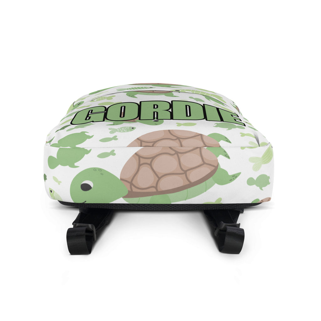 Kids Custom Name Green Sea Turtle Backpack - Water-Resistant School Bag With Adjustable Padded Straps & Breathable Mesh Back