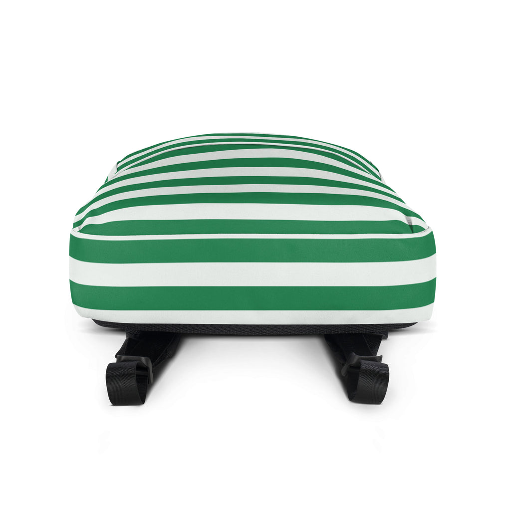 Kids Striped Green Christmas Backpack - Water-Resistant School Bag With Adjustable Padded Straps & Breathable Mesh Back