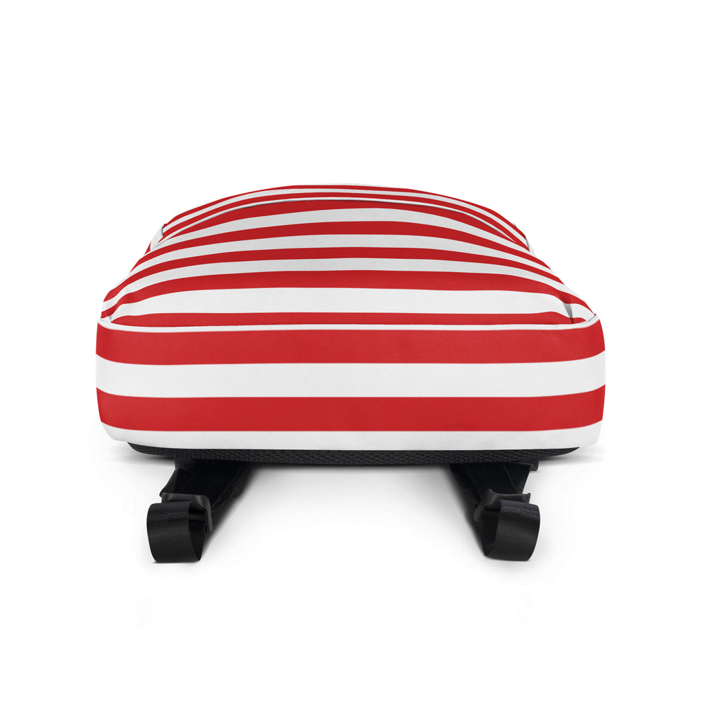 Kids Striped Red Christmas Backpack - Water-Resistant School Bag With Adjustable Padded Straps & Breathable Mesh Back