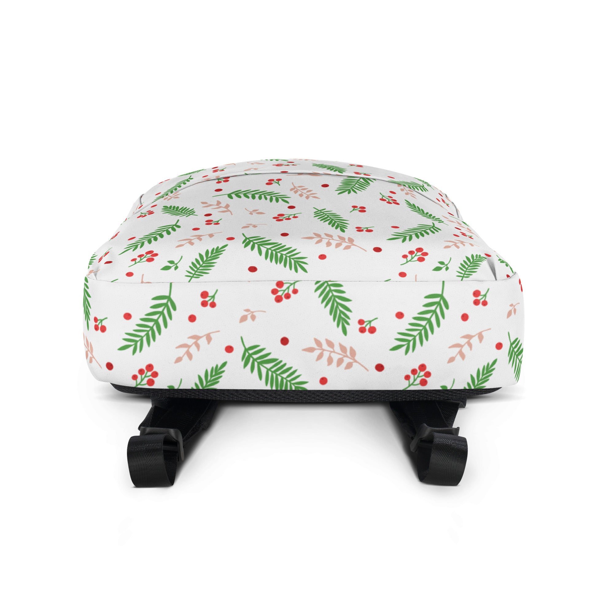 Kids Christmas Holly Leaves Backpack - Water-Resistant School Bag With Adjustable Padded Straps & Breathable Mesh Back