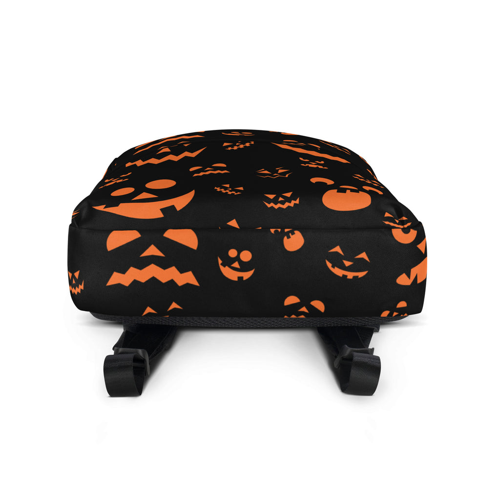 Kids Orange Jack-O’-Lantern Halloween Backpack - Water-Resistant School Bag With Adjustable Padded Straps & Breathable Mesh Back