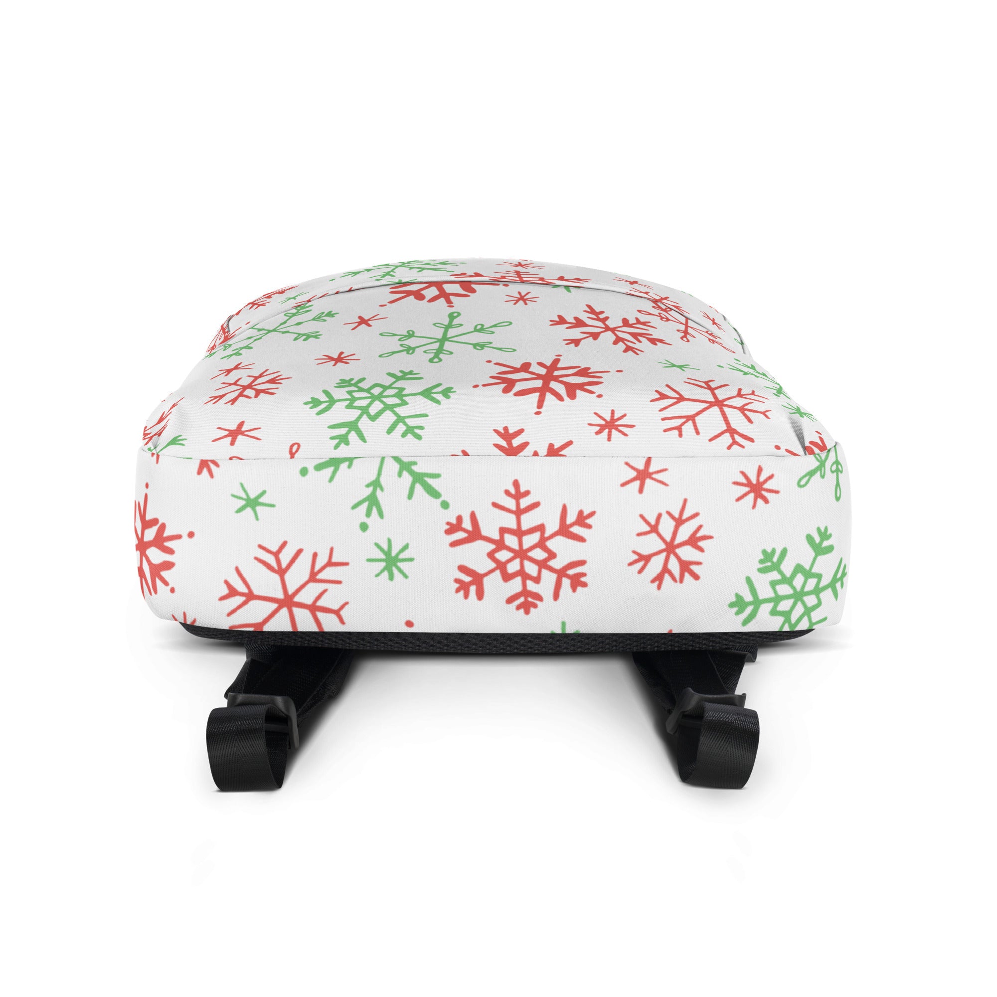 Kids Red and Green Holiday Snowflake Backpack - Water-Resistant School Bag With Adjustable Padded Straps & Breathable Mesh Back