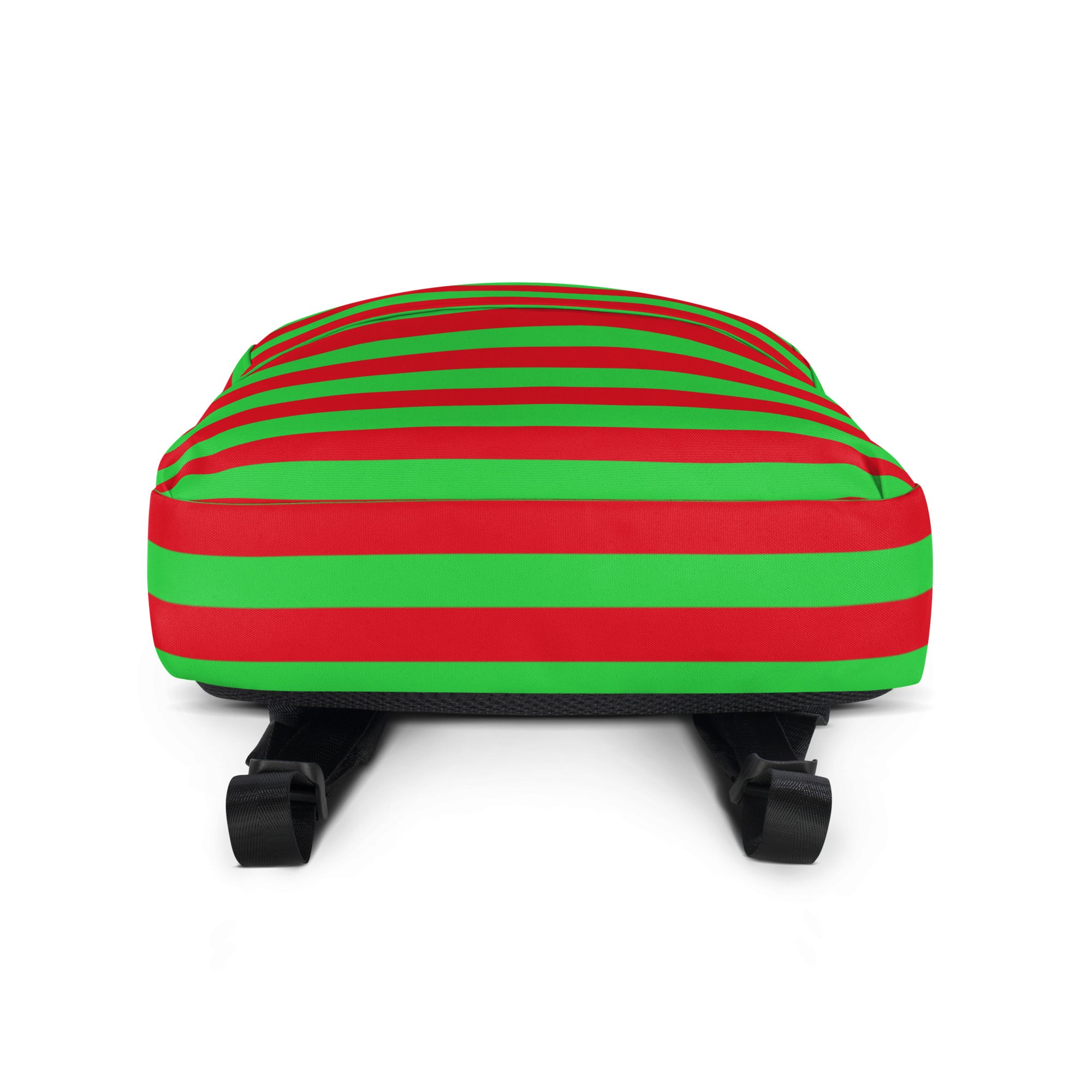 Kids Striped Red & Green Christmas Backpack - Water-Resistant School Bag With Adjustable Padded Straps & Breathable Mesh Back