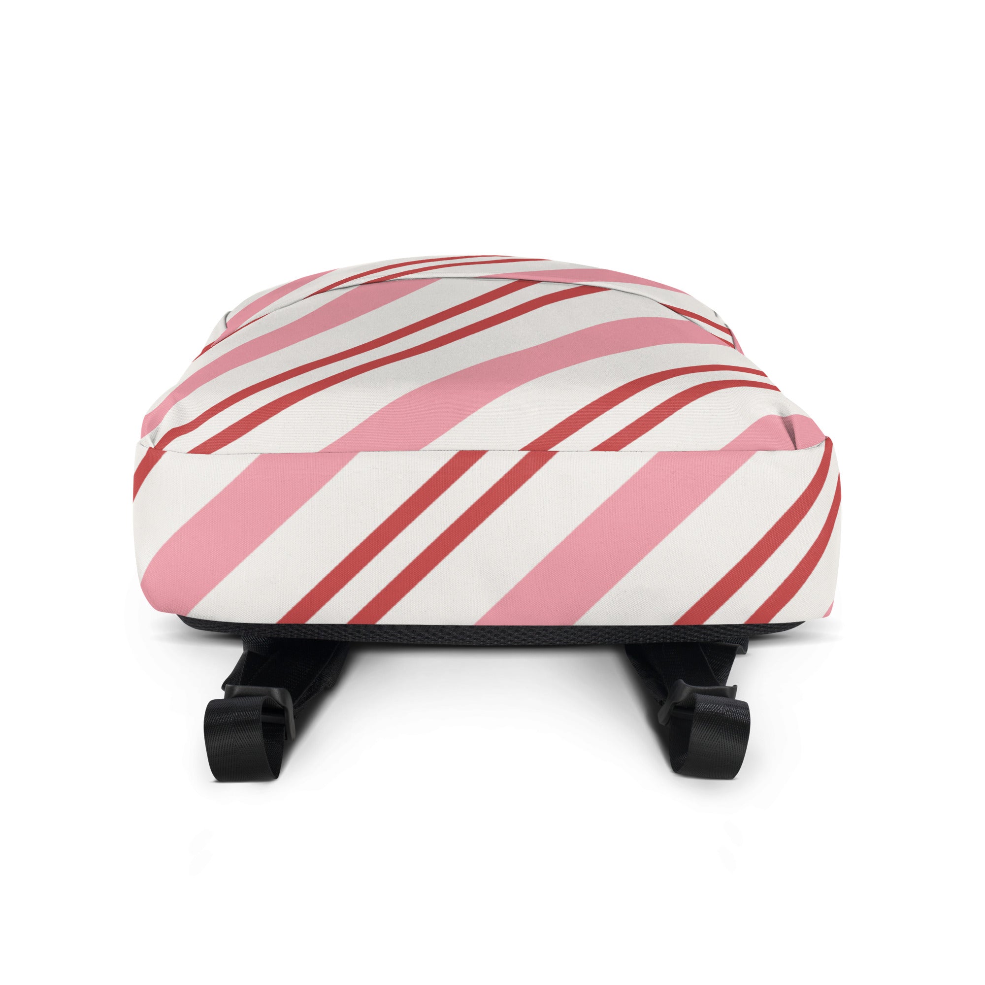 Girls Pink Candy Cane Stripes Christmas Backpack - Water-Resistant School Bag With Adjustable Padded Straps & Breathable Mesh Back