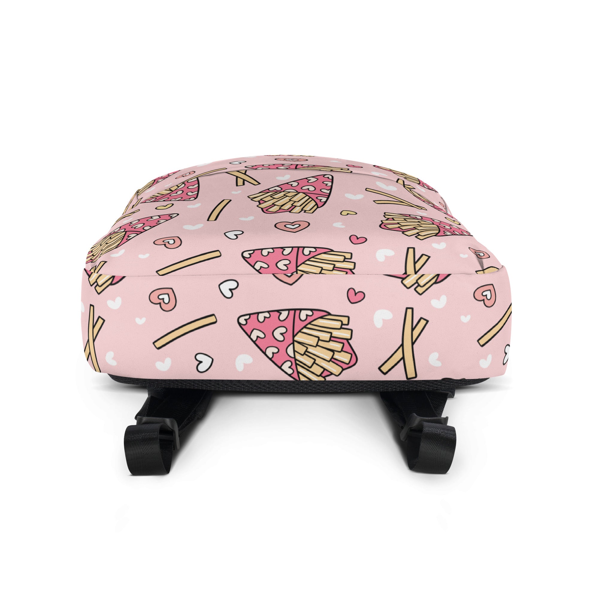 Girls Pink French Fries Backpack - Water-Resistant School Bag With Adjustable Padded Straps & Breathable Mesh Back