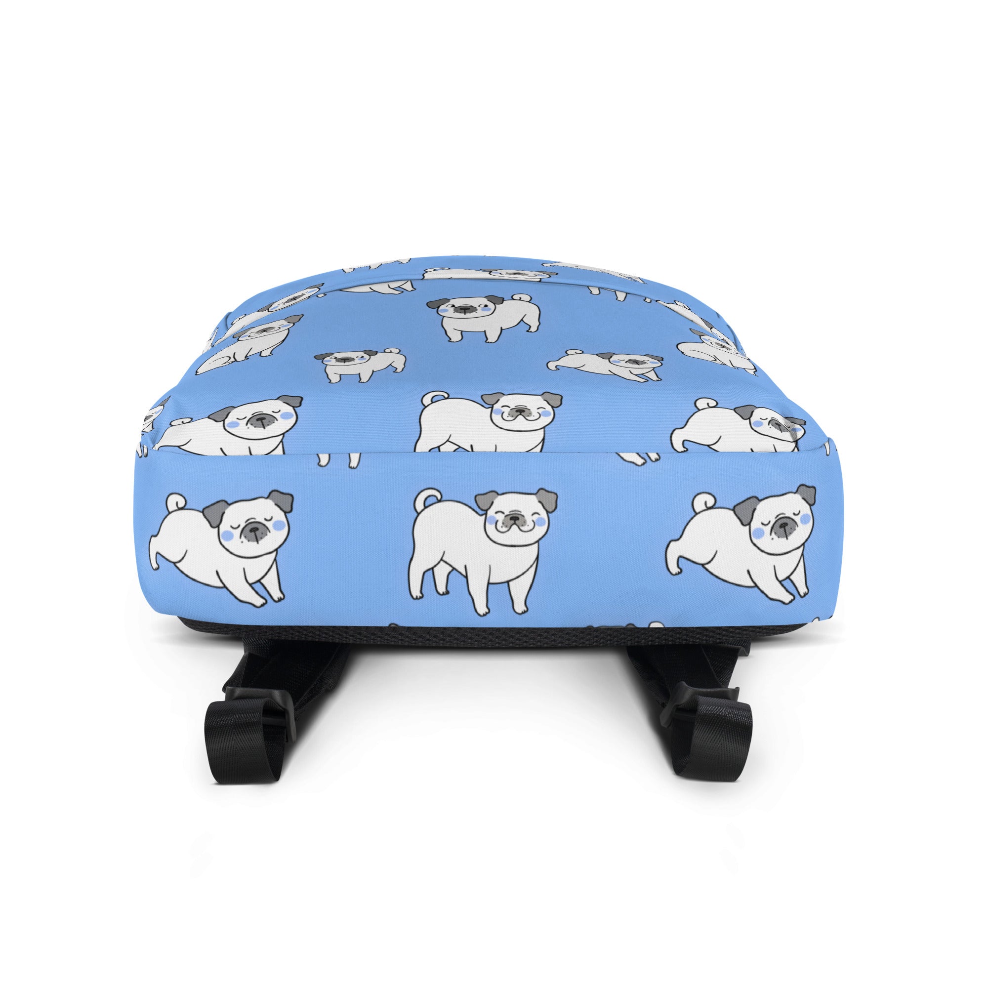 Kids Blue Pug Backpack - Water-Resistant School Bag With Adjustable Padded Straps & Breathable Mesh Back