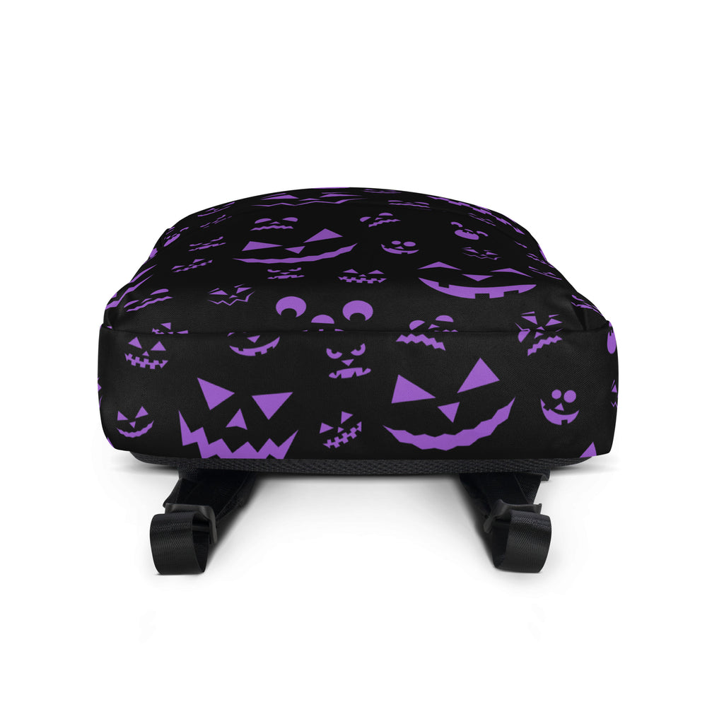 Kids Purple Jack-O’-Lantern Halloween Backpack - Water-Resistant School Bag With Adjustable Padded Straps & Breathable Mesh Back