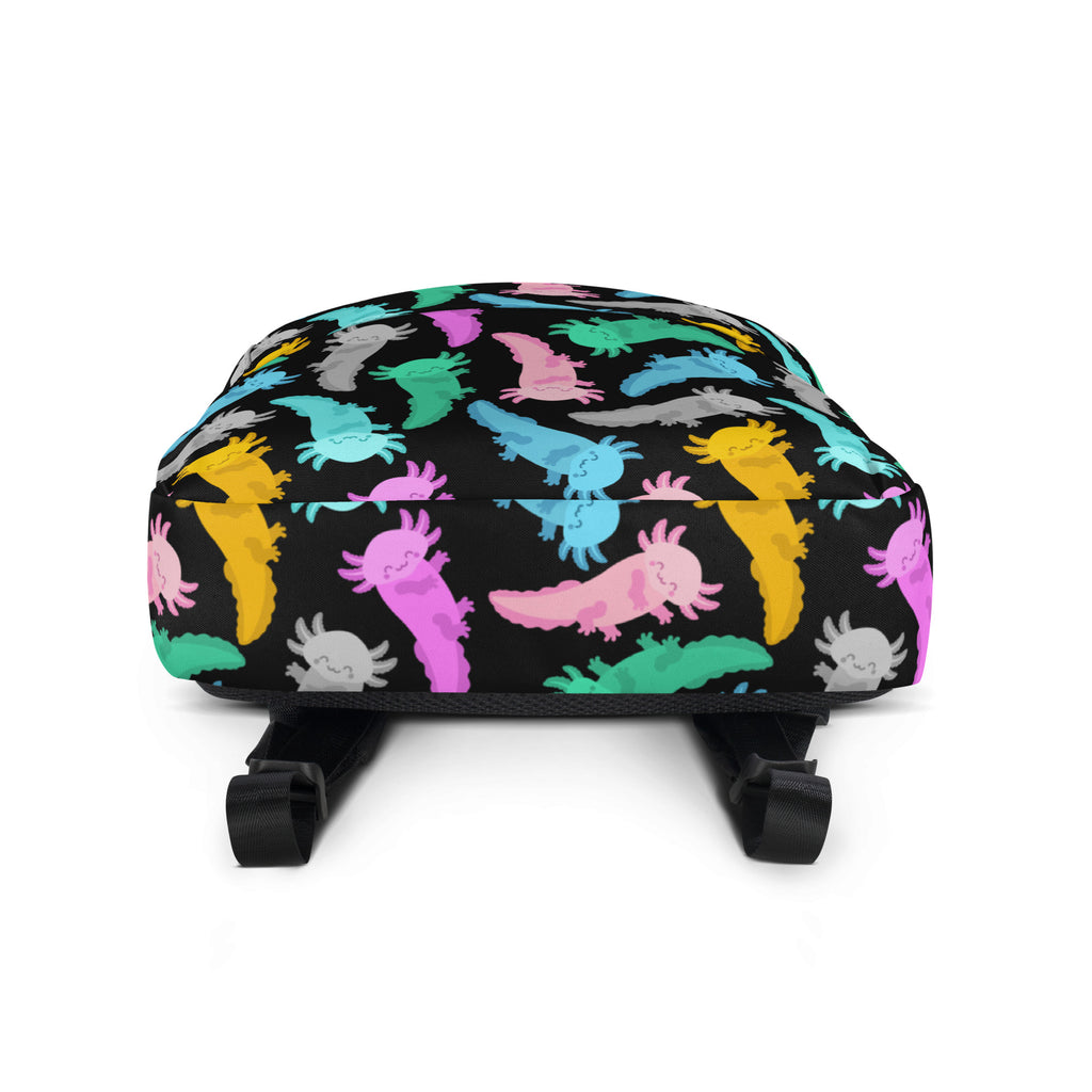 Girls Colorful Axolotl Backpack - Water-Resistant School Bag With Adjustable Padded Straps & Breathable Mesh Back