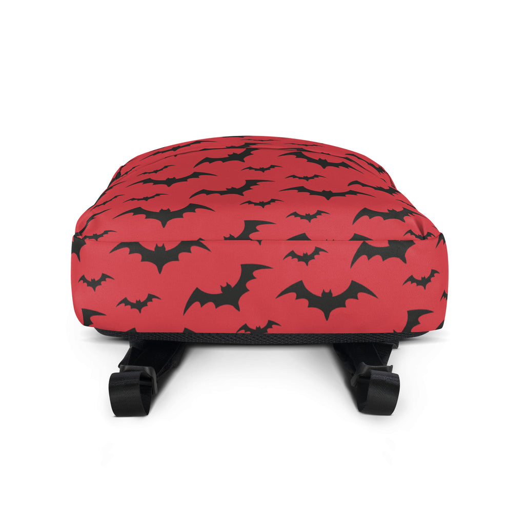 Kids Red Bats Backpack - Water-Resistant School Bag With Adjustable Padded Straps & Breathable Mesh Back