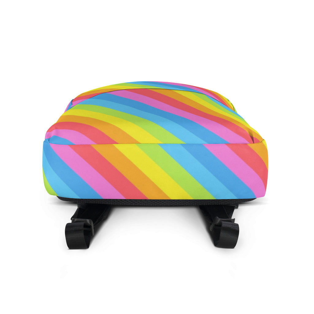 Girls Rainbow Stripe Backpack - Water-Resistant School Bag With Adjustable Padded Straps & Breathable Mesh Back