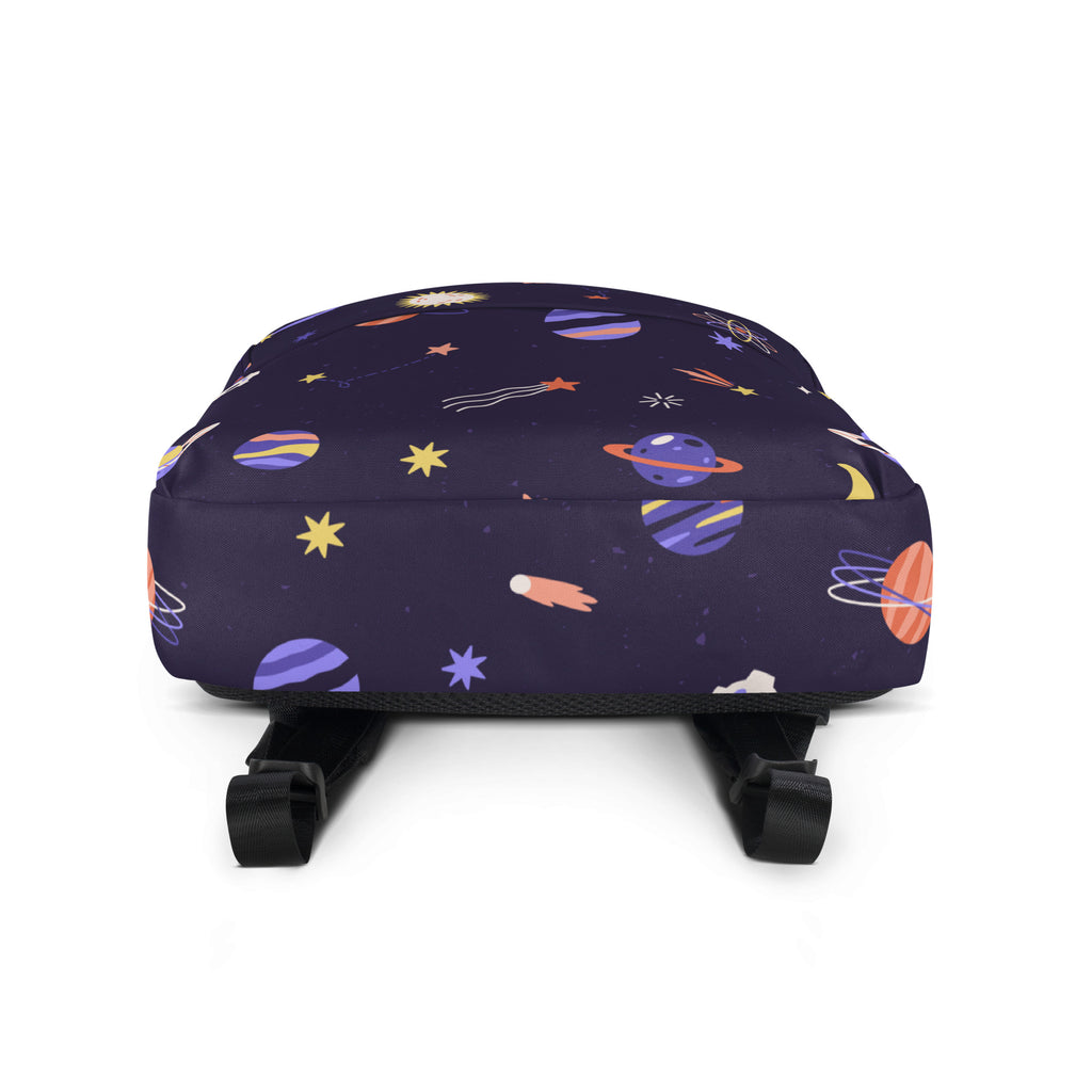 Girls Purple Galaxy Space Backpack - Water-Resistant School Bag With Adjustable Padded Straps & Breathable Mesh Back