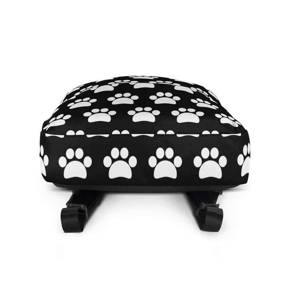 Kids Black Paw Print Backpack - Water-Resistant School Bag With Adjustable Padded Straps & Breathable Mesh Back