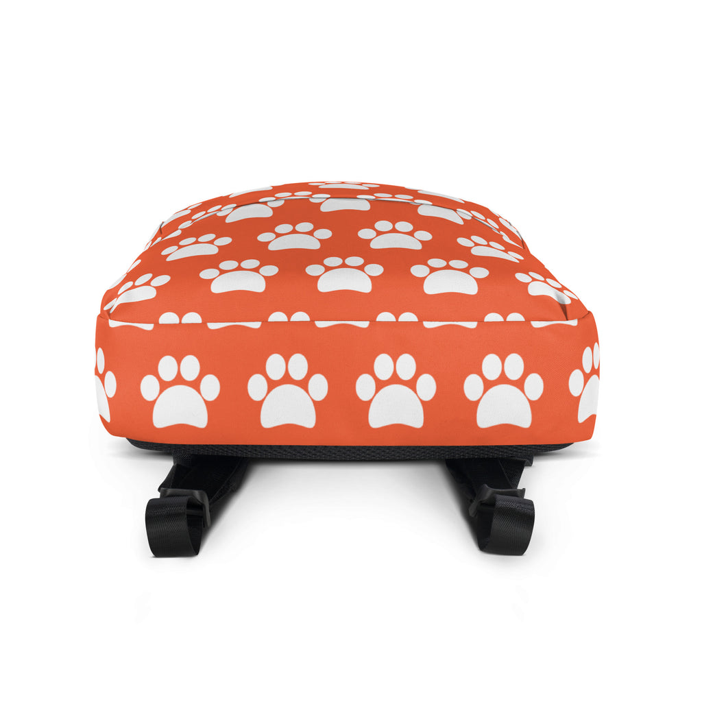 Kids Bright Orange Paw Print Backpack - Water-Resistant School Bag With Adjustable Padded Straps & Breathable Mesh Back