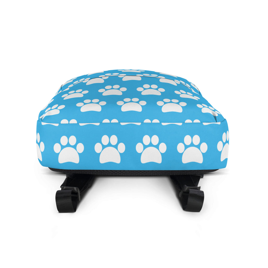 Kids Light Blue Paw Print Backpack - Water-Resistant School Bag With Adjustable Padded Straps & Breathable Mesh Back