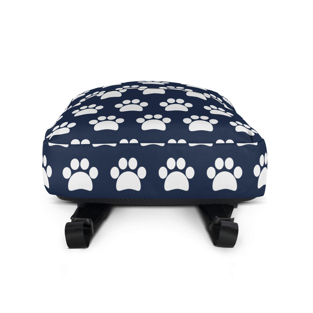 Kids Navy Paw Print Backpack - Water-Resistant School Bag With Adjustable Padded Straps & Breathable Mesh Back