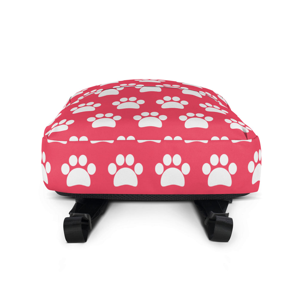 Girls Bright Pink Paw Print Backpack - Water-Resistant School Bag With Adjustable Padded Straps & Breathable Mesh Back