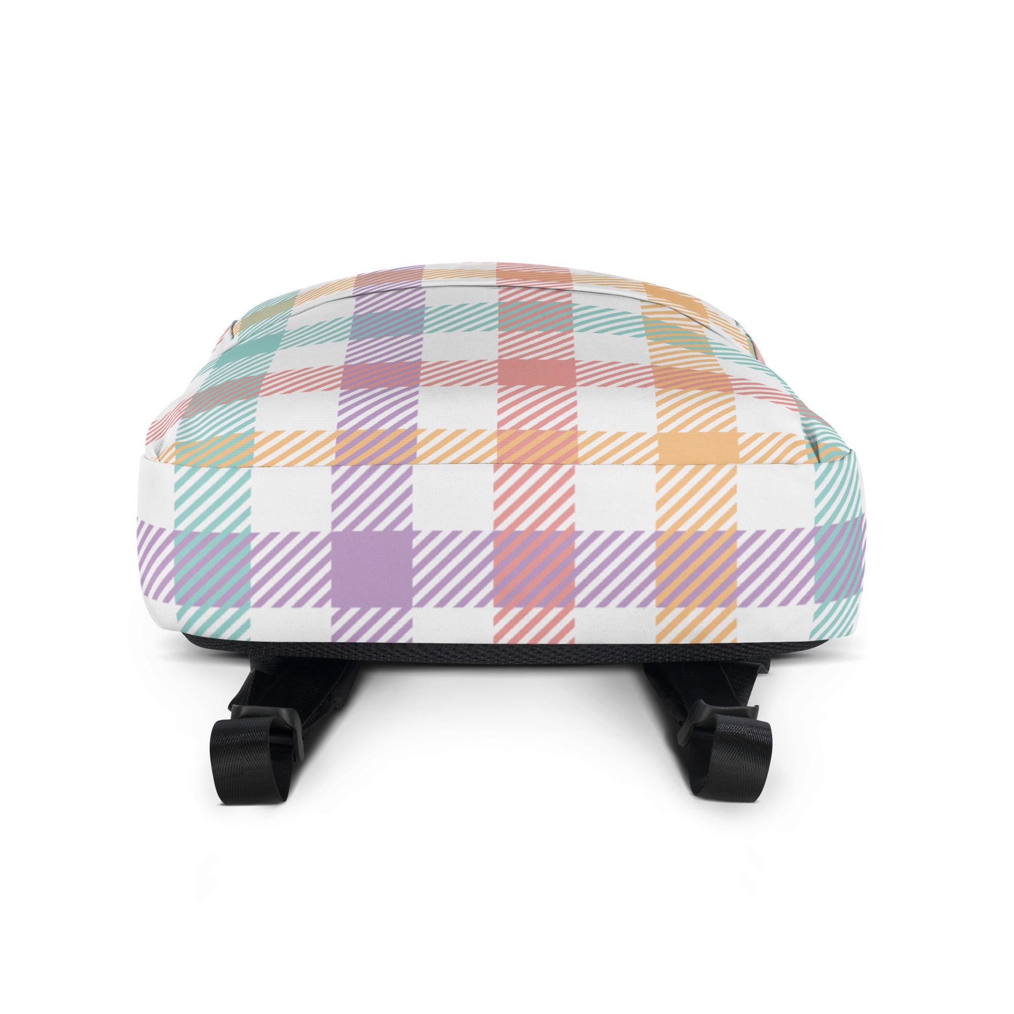 Girls Pastel Rainbow Plaid Backpack - Water-Resistant School Bag With Adjustable Padded Straps & Breathable Mesh Back