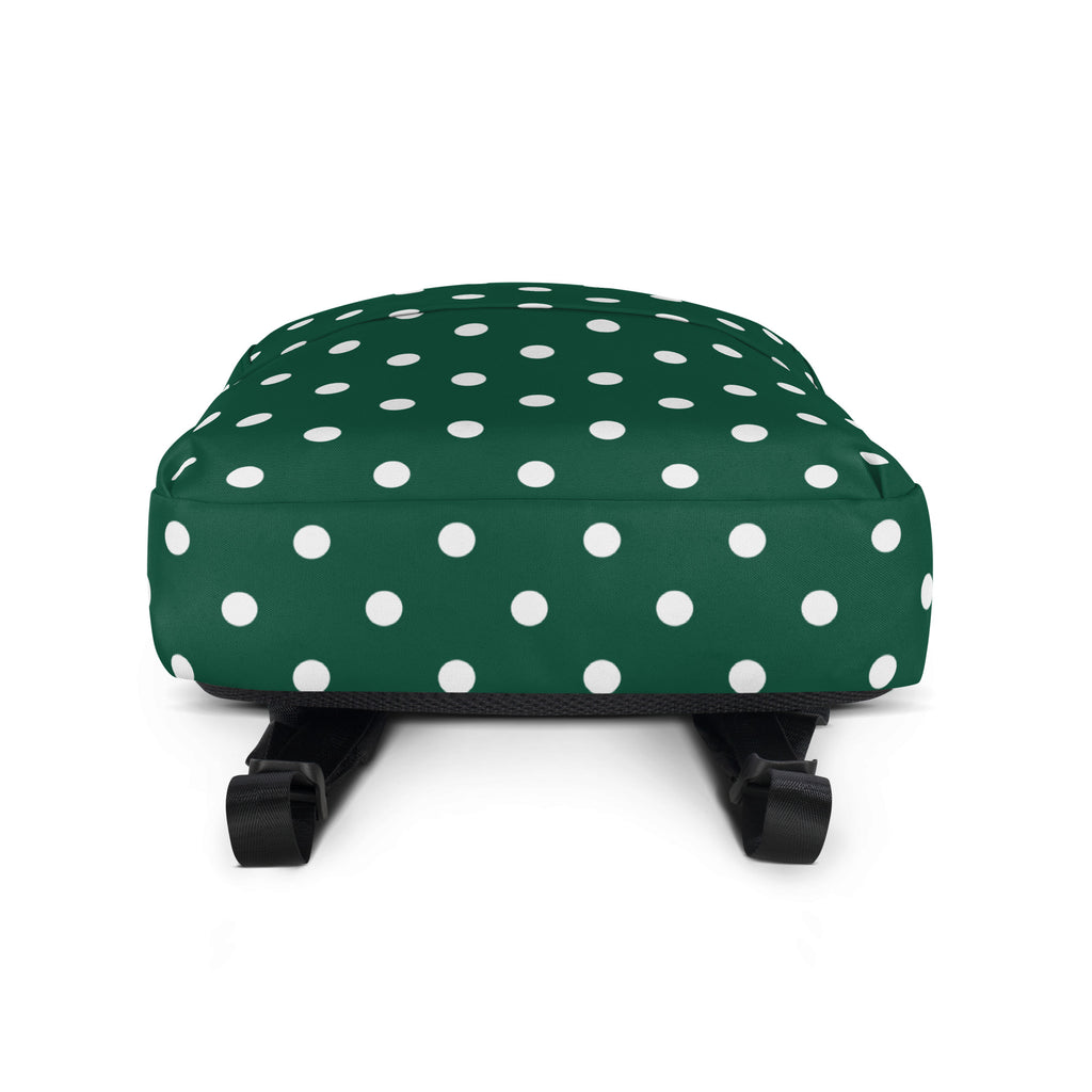 Kids Forest Green Polka Dot Backpack - Water-Resistant School Bag With Adjustable Padded Straps & Breathable Mesh Back