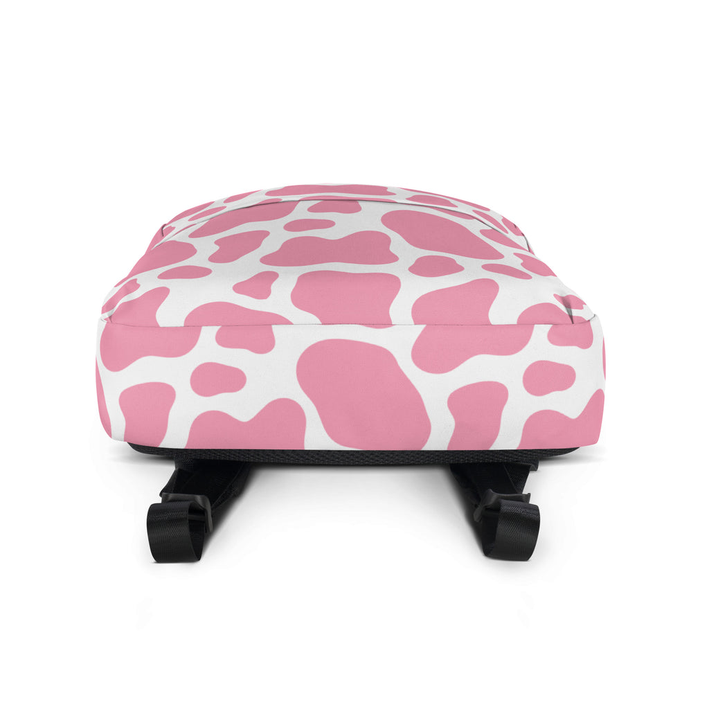 Girls Pink Cow Print Backpack - Water-Resistant School Bag With Adjustable Padded Straps & Breathable Mesh Back