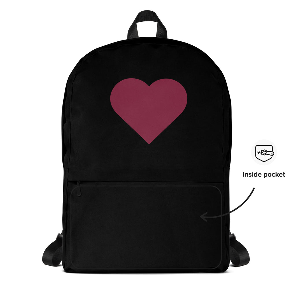 Black girls custom backpack with bold maroon heart design on front for personalized rainbow name use