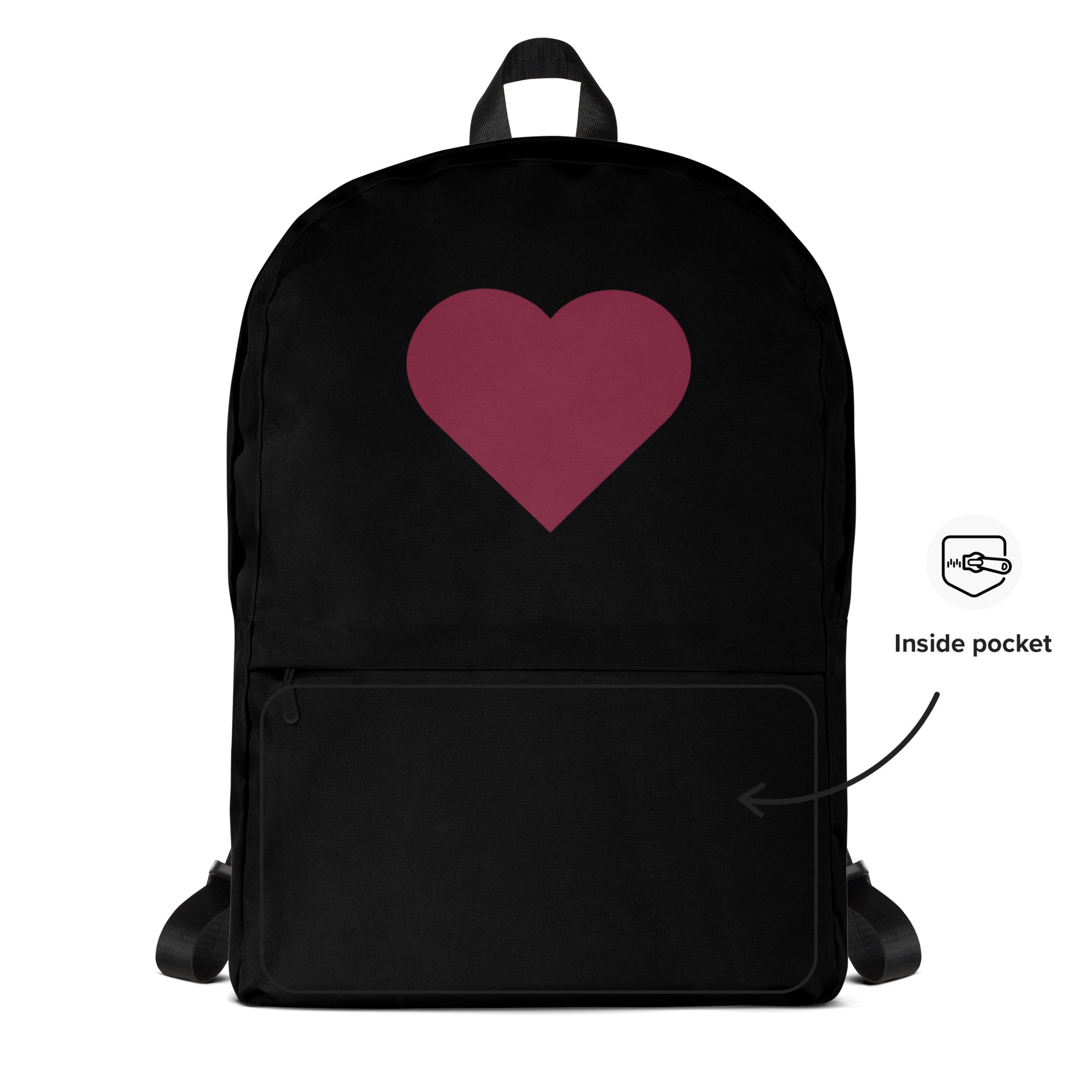 Black girls custom backpack with bold maroon heart design on front for personalized rainbow name use