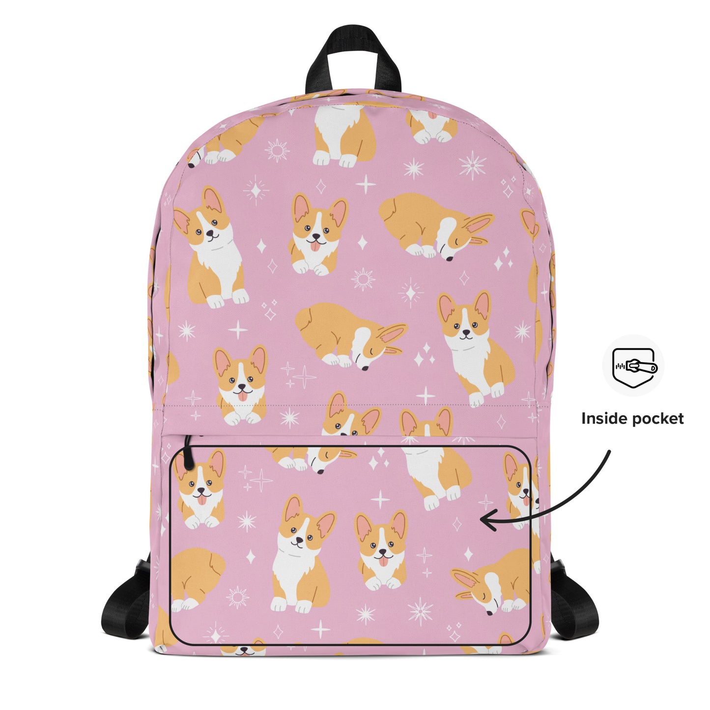 Girls Pink Corgi Dog Backpack