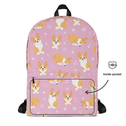 Girls Pink Corgi Dog Backpack