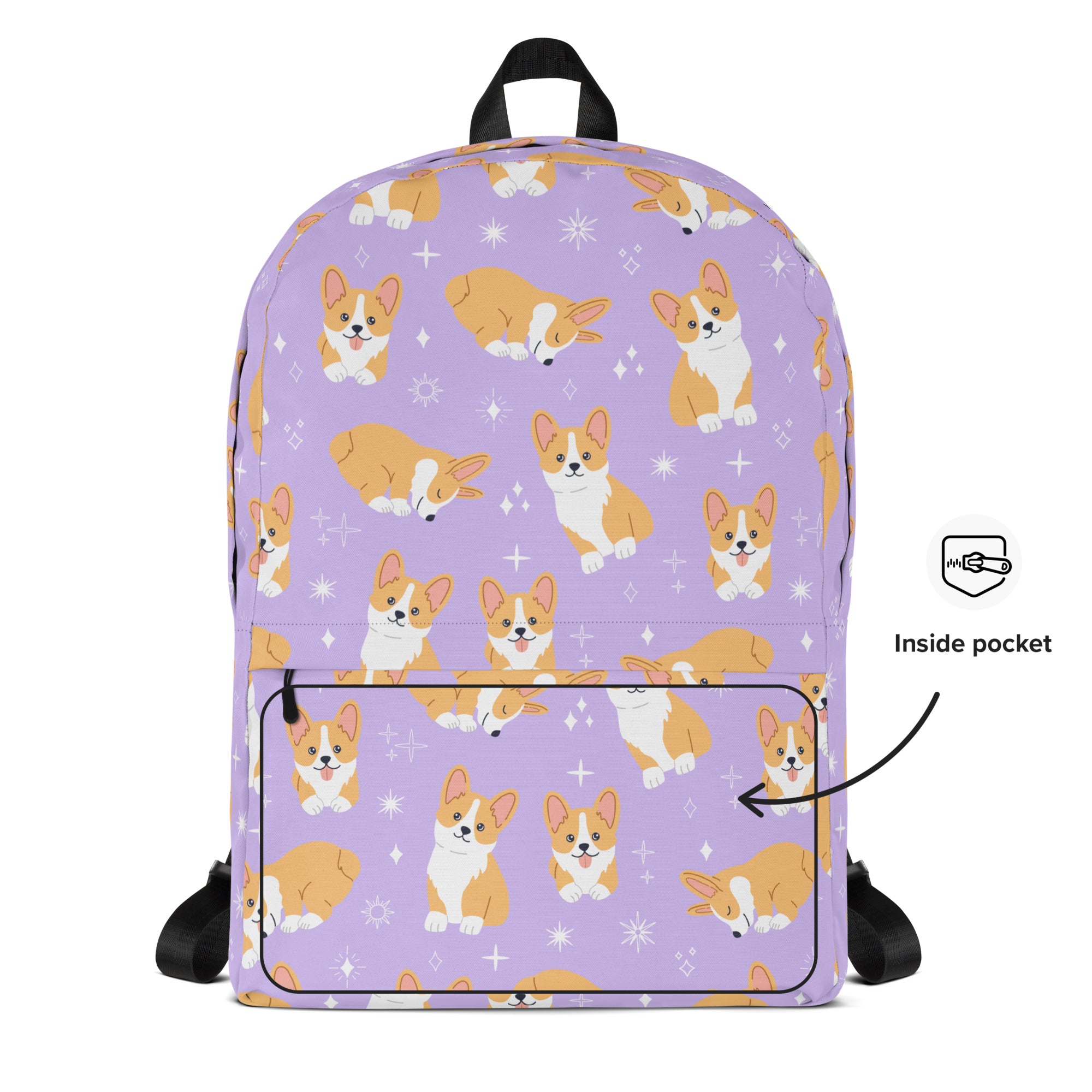 Girls Purple Corgi Dog Backpack