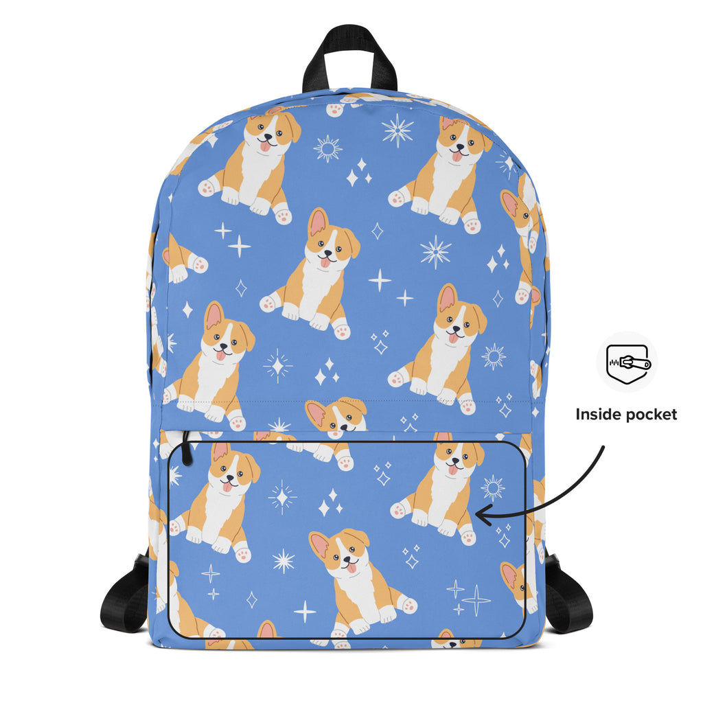 Kids Blue Corgi Dog Backpack