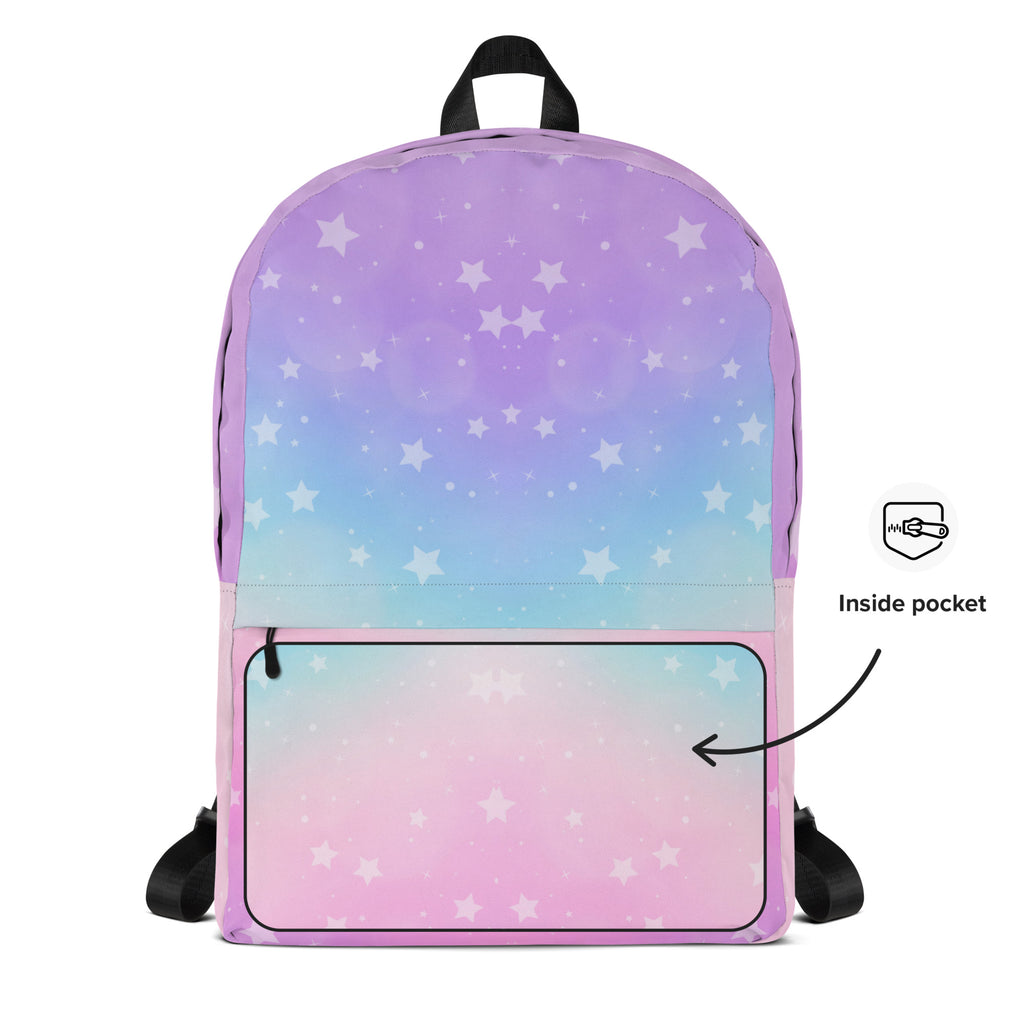Girls Rainbow Stars Backpack - Water-Resistant School Bag With Adjustable Padded Straps & Breathable Mesh Back